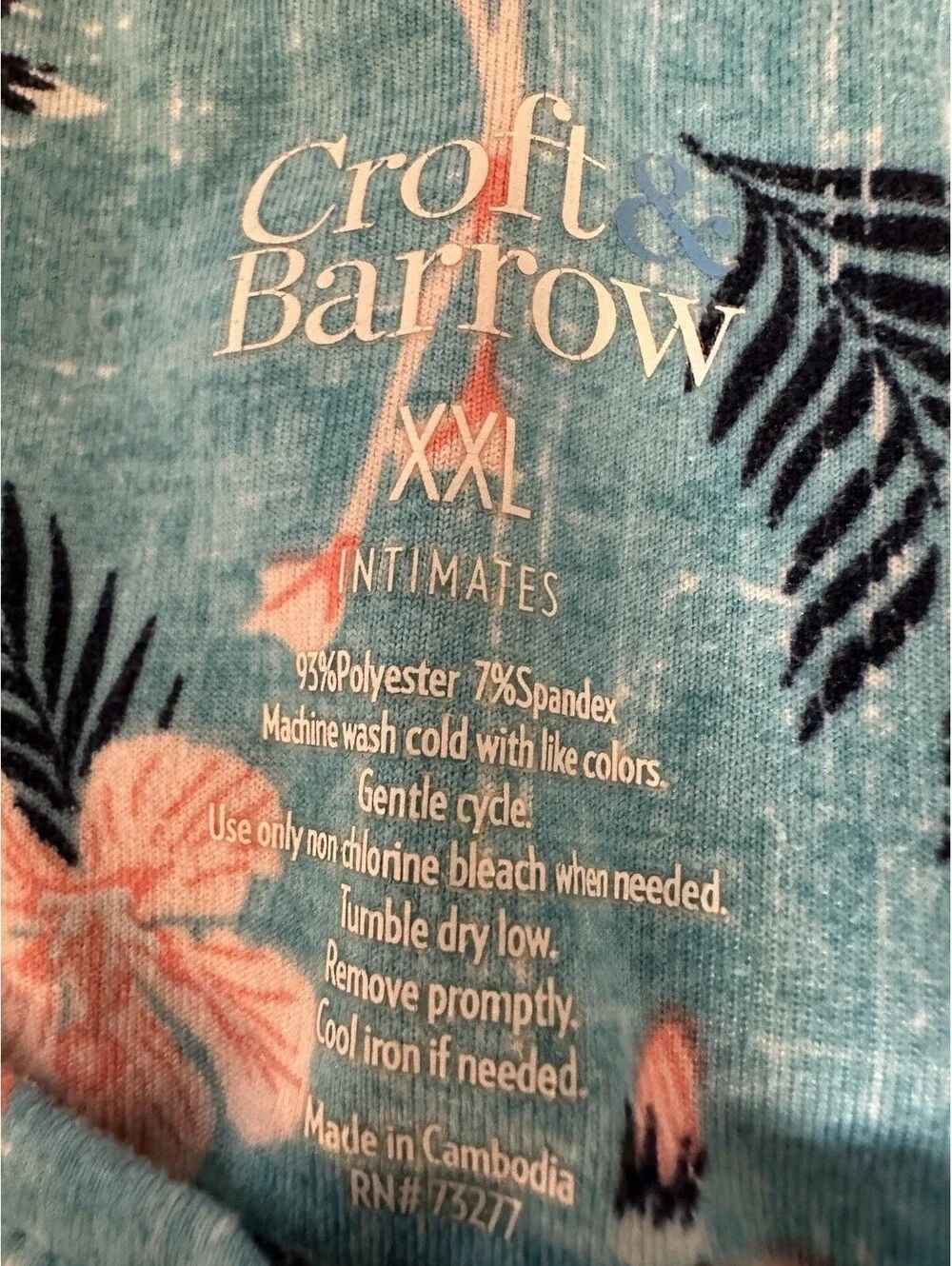 Croft Barrow 2 Pc Blue PJ Set Flamingo Coastal Print Shorts & Tank Pockets 2X